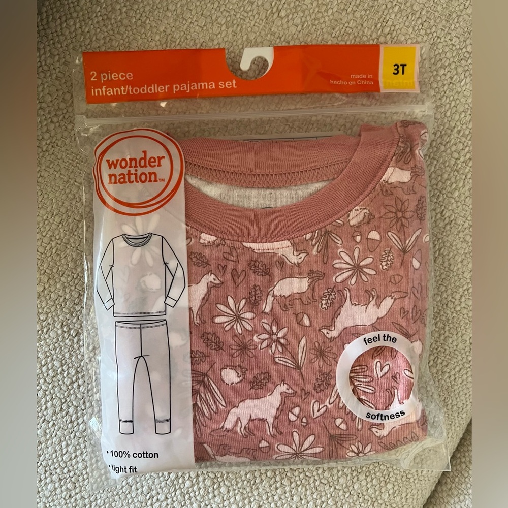 New Wonder Nation Pink Toddler Pajama Set 3T